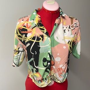 Bershka crop button down